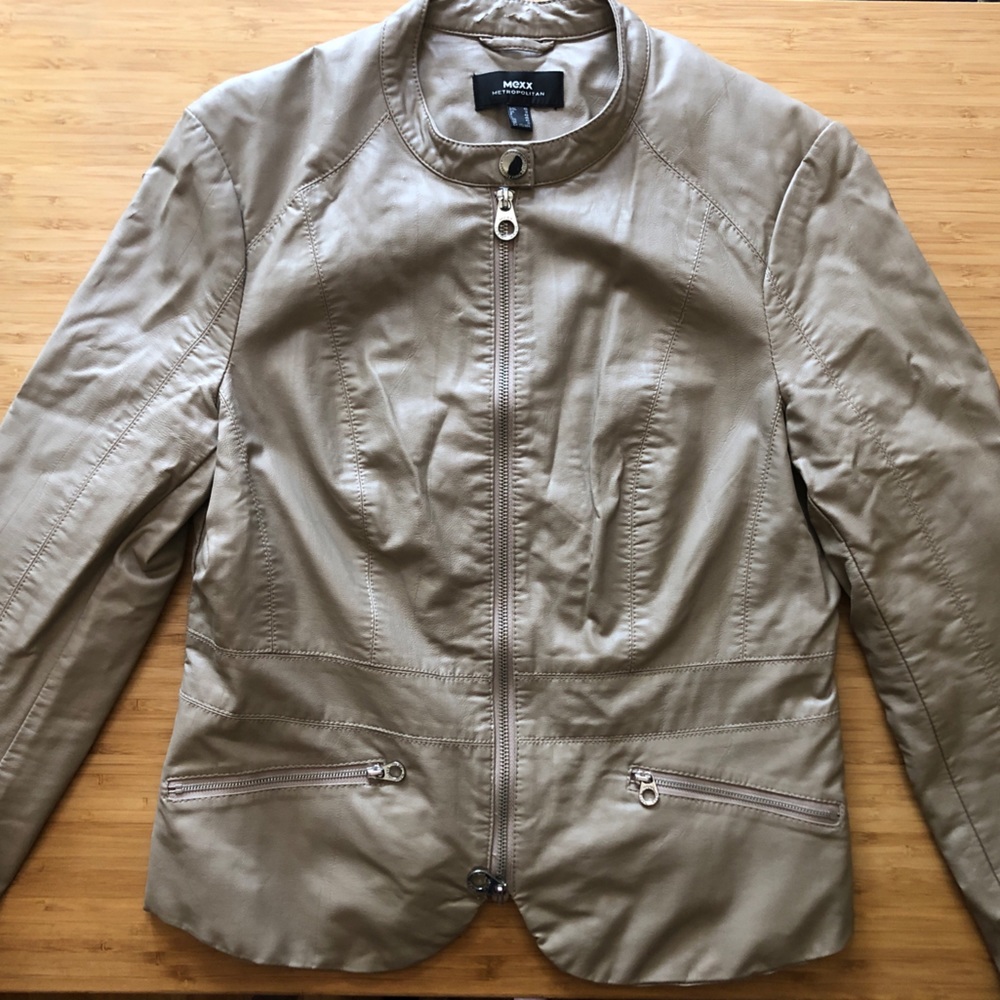 MEXX cream leather jacket! Almost new. Worn twice.